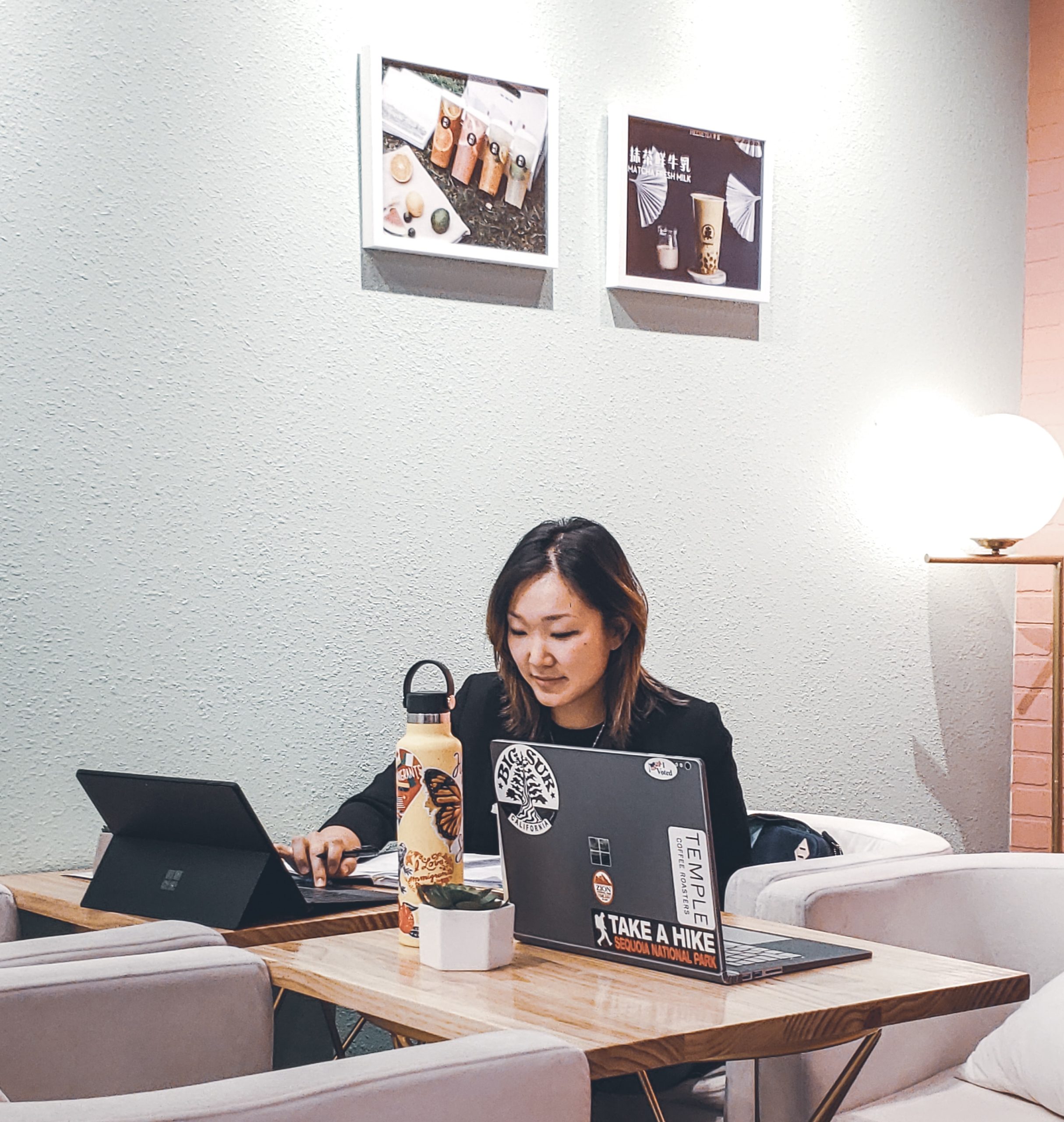 woman running her business as a table